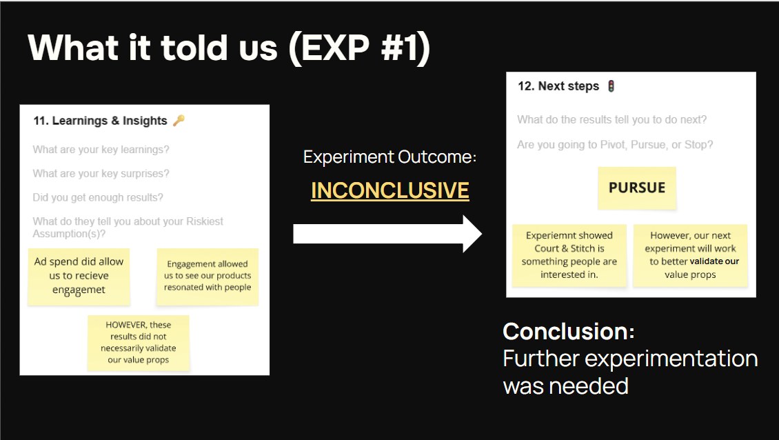 What Experiment 1 told us: inconclusive outcome, next step is to pursue